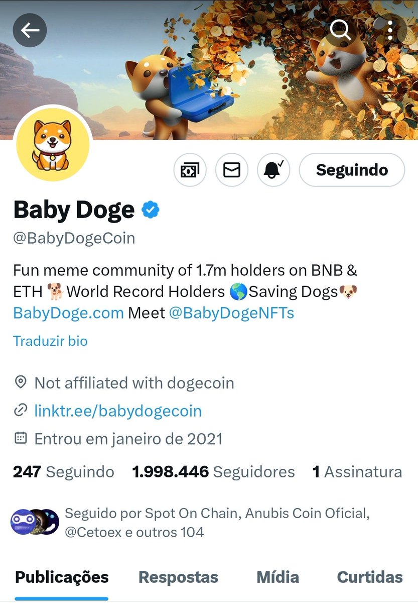 we are less than 2 thousand followers to complete 2 million, follow this profile when I reach the goal I will raffle R$ 500 dollars @BabyDogeCoin followers