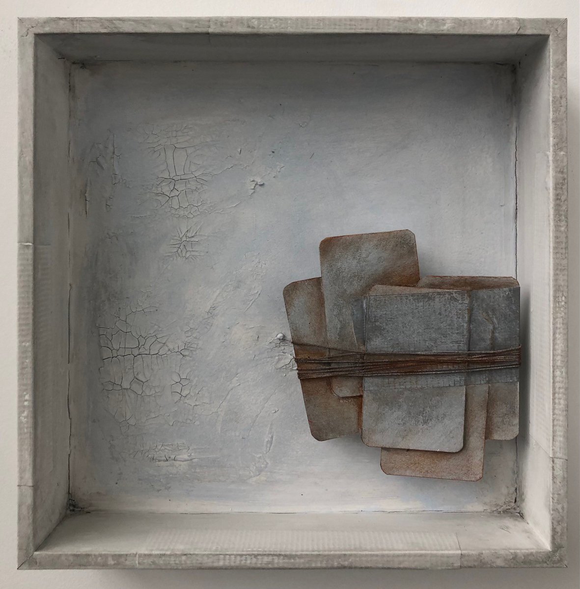 From the series ‘Refugees’’ (mixed media, collage, assemblage, 27x27x6cm)
 #minimalart #minimalistabstract #contemporaryartist #contemporaryart #abstractart #assemblage