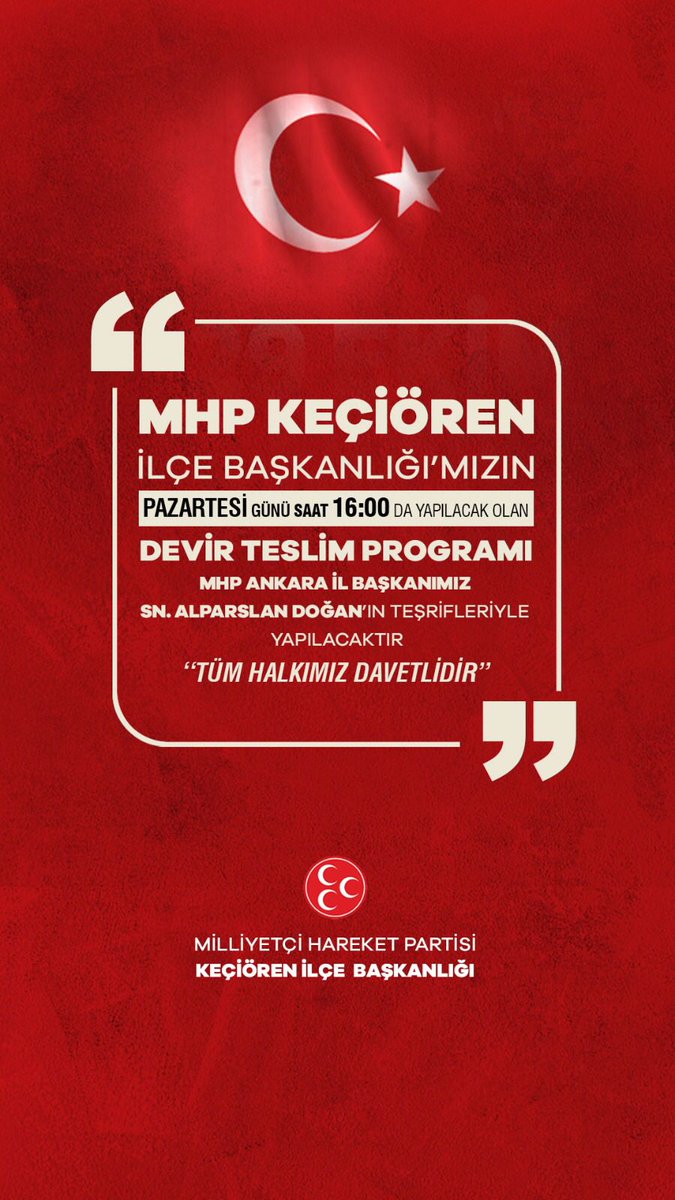 _GNCcCAPS_'s tweet photo. Keçiören ovasında,
Bozkurtların yuvasında,
Türk'ün kutlu davasında,
Kurdu yoldaş bilen gelsin. 🇹🇷🤘

14 Ağustos Pazartesi günü saat 16.00 da İl Başkanımız Sayın Alparslan Doğan tarafından MHP Keçiören ilçe Başkanlığı devir teslim töreni yapılacaktır . 
Tüm halkımız davetlidir.. https://t.co/0HgcCNxA58