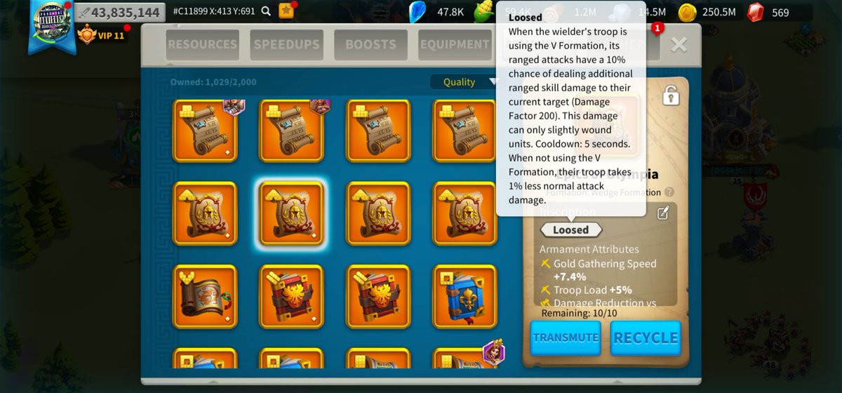 Grenhook's tweet image. Uh.  A  V formation Armament but it&apos;s listed under Wedge? #Rok #Armament #Lilithgaming #Lilith #MobileGame #Mobilegaming