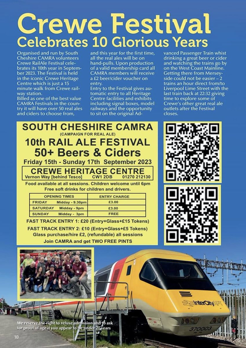 There is just over a month to go before the 10th Crewe Rail Ale Festival at @CreweHC. Make sure the dates (Fri 15th-Sun 17th September) are in your diaries! 🍻