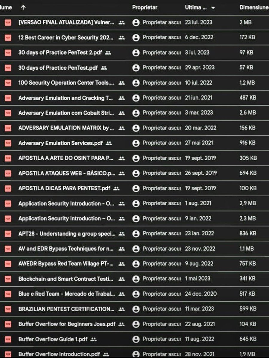 200+ Hacking / Infosec pdfs 

Source: drive.google.com/drive/u/0/mobi…

Credit: <a href="/C0d3Cr4zy/">Joas Antonio</a> 

#infosec #Hacking #infosecurity #Malware #bugbountytips #CTF  #BugBounty #vulnerability #pwn  #CyberSecurityAwareness #CyberSecurity #cybersecuritytips