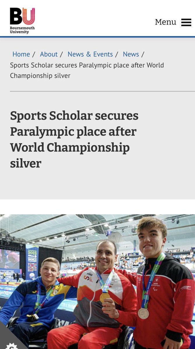 💥<a href="/bournemouthuni/">Bournemouth Uni</a> <a href="/SportBU/">SportBU</a> SportsScholar Secures Place
<a href="/Paralympics/">Paralympic Games</a> <a href="/Paris2024/">Paris 2024</a>💫

<a href="/LeoMcCreaPLY/">Leo McCrea</a>🇨🇭🏊🏼‍♂️💦
#OurWorldViceChamp🥈
#OneOfOurOwn

➡️ bournemouth.ac.uk/news/2023-08-1…

🙏 @SwissParalympic
<a href="/BCSswimming/">bournemouth collegiate school swimming</a>
<a href="/PooleSwimming/">Poole Swimming Club</a>
<a href="/Mount_Kelly/">Mount Kelly</a> 
<a href="/DavidLloydUK/">David Lloyd Clubs</a>
<a href="/dwarfsportDSAuk/">DSAUK</a> 
<a href="/LPUKOnline/">Little People UK</a>
<a href="/CPFC/">Crystal Palace F.C.</a>❤️💙