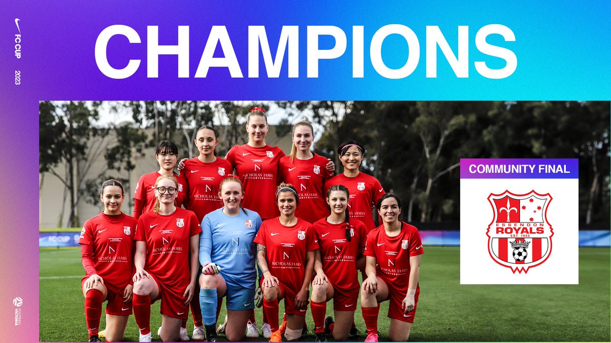 Congratulations to Calder United SC and Essendon Royals on claiming victories on this historic day in Victorian football.

Nike F.C. Cup Champions: Calder United.
Nike F.C. Community Champions: Essendon Royals.