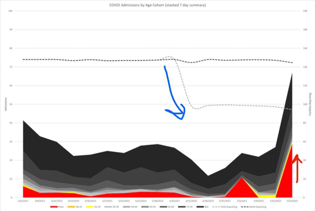 SixandLaura's tweet image. #sarscov2_timeline #summer2023  #pandemic_dynamics #variants #Omicron #EG5 (US, New York, demographics, age, 2023, hospitalization, ICU)