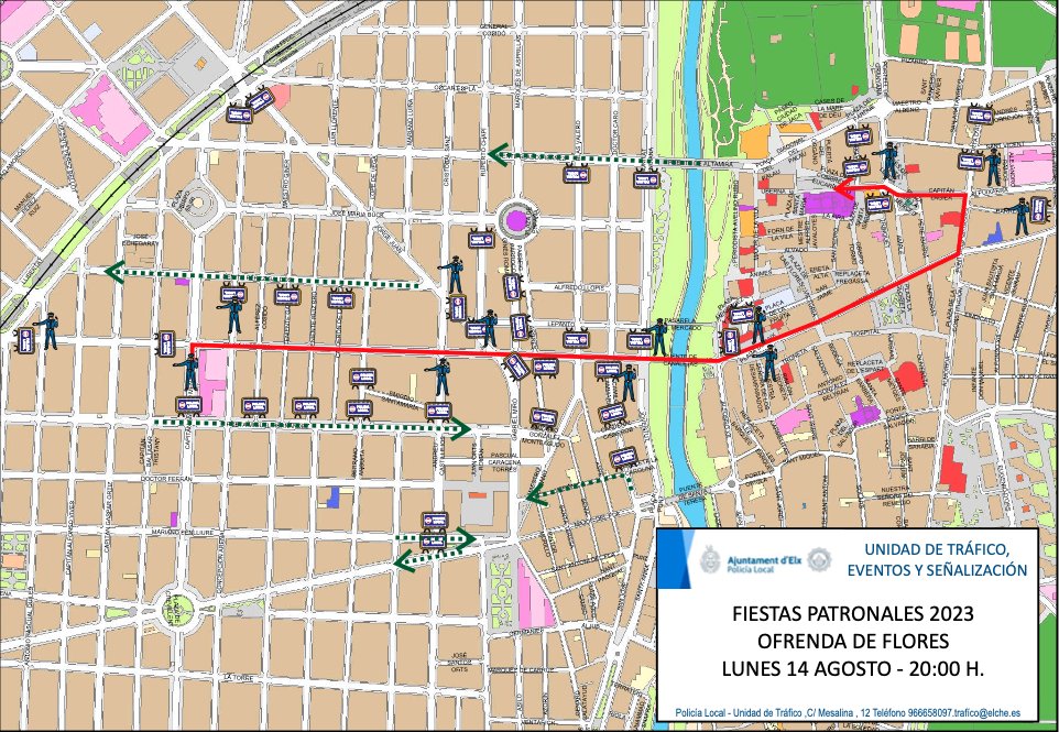 policiaelche's tweet photo. Situación e itinerario de la Ofrenda de Flores y Roà

#tráficoElche #FiestasElche #ElxEnFestes
Información AL INSTANTE en tu ⌚️o 📱con Telegram. ¡Suscríbete!
https://t.co/2NoN2yG2GK https://t.co/gW7iaLuq6D
