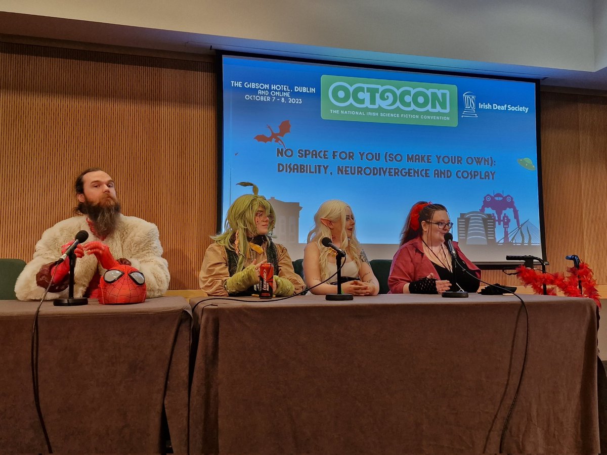 No Space For You (So Make Your Own): Disability, Neurodivergence, &amp; Cosplay Panel in the Geek Ireland room.
Discussing adapting cosplay to you and how pretending to be someone else can help you find yourself.
#dublincomiccon #dcc2023 #dcc #dublincomiccon2023 #GeekIreland #Cosplay