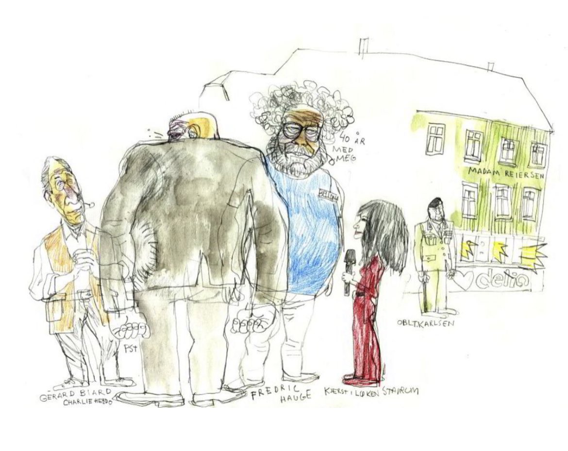 KARIKERT: Dette må være det nærmeste jeg kommer jackpot.
Jeg er karikert i <a href="/DN_no/">Dagens Næringsliv</a> mens jeg intervjuer Charlie Hebdos redaktør