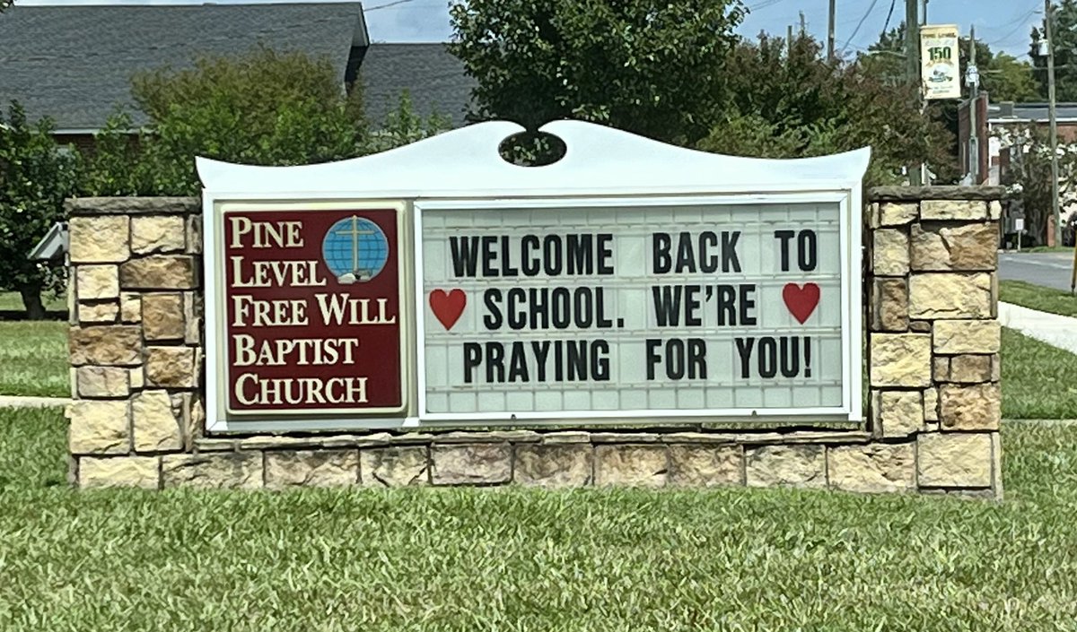<a href="/PineLevelES/">PineLevelES</a> thanks the congregation of the Pine Level Free Will Baptist Church! 

Looking forward to a great school year!
               💚🤍💚🤍💚🤍💚🤍
#PLGreenHornets           #NoJoFamily