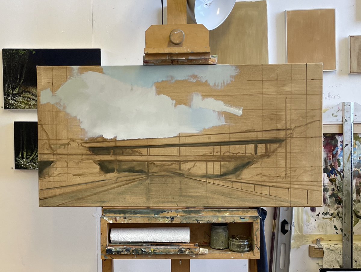 JenOrpinPainter's tweet photo. Some WIP pics of a big painting I made for my show back in March. I love getting into the detail but it was really nice to stand up and get the bigger brushes out. 
M5 Stack
Oil on canvas 
100 x50cm
#painting #art #m5 #WIP #WomensArt #motorway #driving https://t.co/l4rR0OtYWO