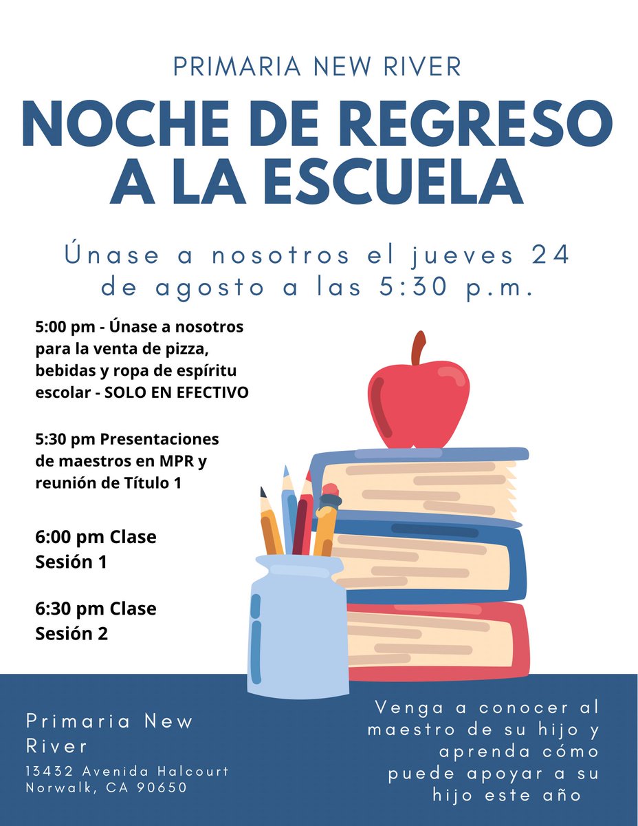New River Elementary (@newriverknights) on Twitter photo Parents/guardians join us on Thursday night for our Back to School night. This is an evening event for adults only. There are 2 sessions for you to choose from or if you have 2 children, you can go to each. #NRKnightsPride💙💛 <a href="/nlmusd/">Norwalk-La Mirada Unified School District</a> Parents/guardians join us on Thursday night for our Back to School night. This is an evening event for adults only. There are 2 sessions for you to choose from or if you have 2 children, you can go to each. #NRKnightsPride💙💛 <a href="/nlmusd/">Norwalk-La Mirada Unified School District</a>
