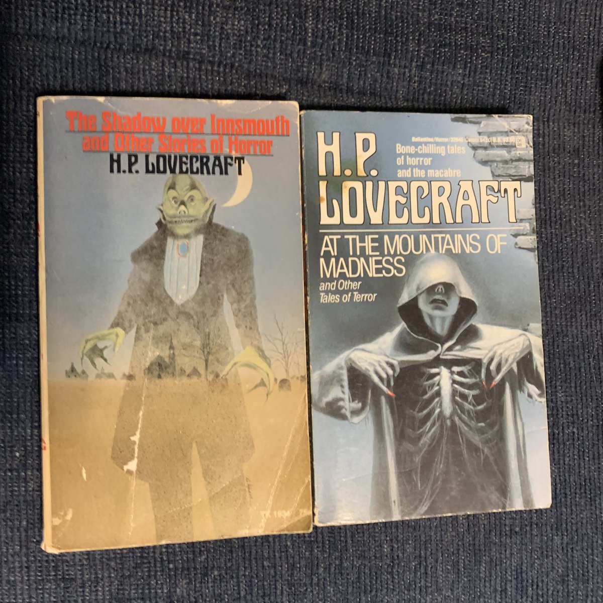 In the spirit of the birthday of #HPLovecraft have some vintage #PaperbacksfromHell style mmpbs! Some sick covers but esp the At The Mountains of Madness one.