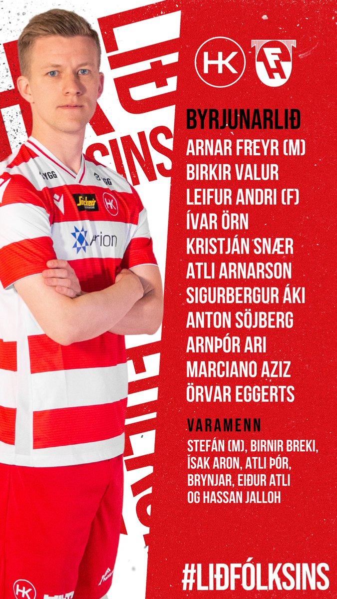 ⭐️ Byrjunarliðið hjá strákunum gegn FH klukkan 19:15

🎟️ Tryggðu þér miða í Stubbur App

🔴 ÁFRAM HK!