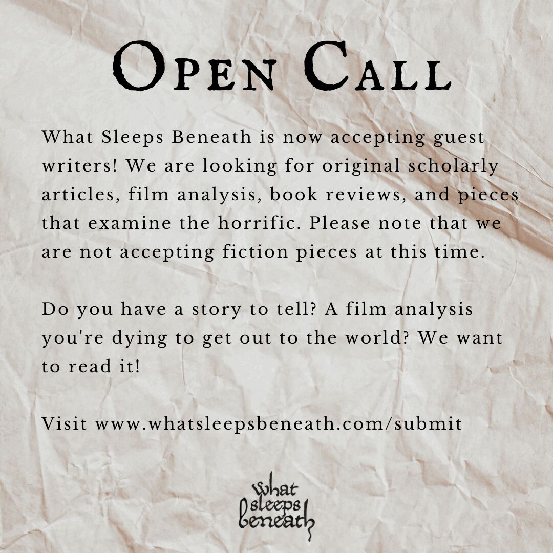 WhatSleeps's tweet photo. Now accepting original scholarly articles, film analysis, book reviews, and pieces that examine the horrific, consider submitting for publication: https://t.co/DODopySitY
🎃 Stay Spooky! 👻
#WSB #horror #horrorwriters #horrormovies #horrorbooks #horrorfam #mutantfam #morehorror https://t.co/EpBjJbXTcy
