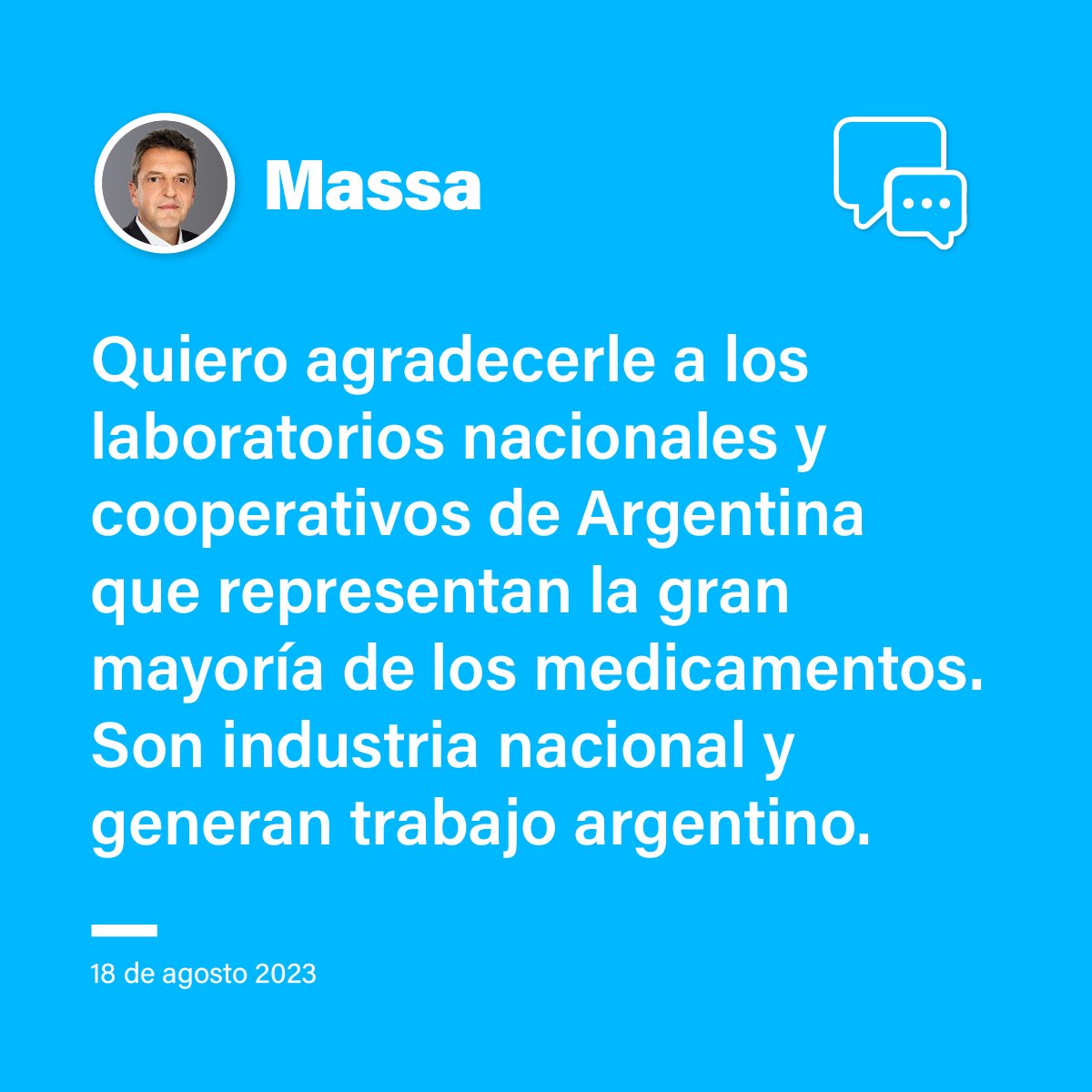 unionxlapatria's tweet image. • @SergioMassa anunció un congelamiento de precios para los medicamentos hasta el 31 de octubre. 💊