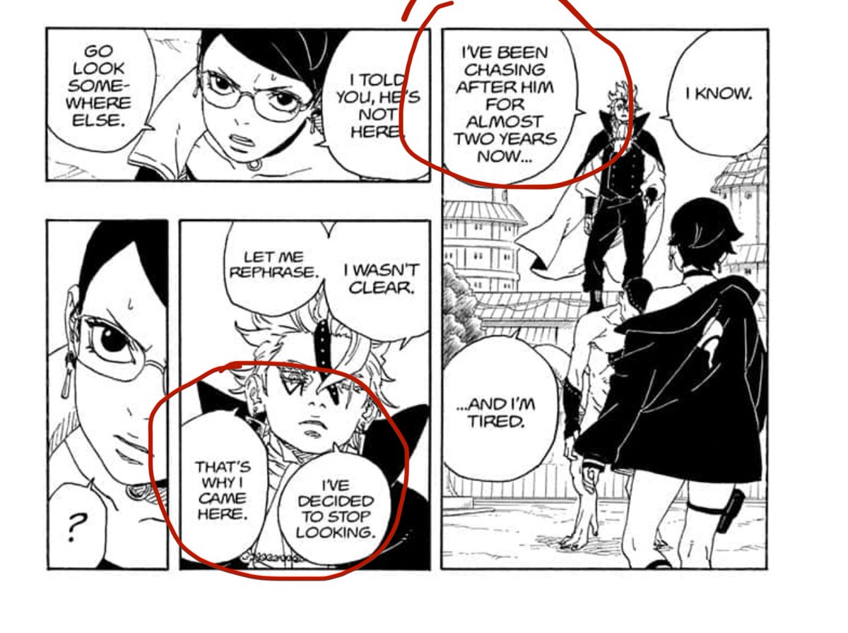 Namebecauseyea1's tweet photo. Notice how all this time boruto was avoiding code/running away from him but the second code came to sarada he appeared in seconds 😭 https://t.co/5ElSjhQtcZ
