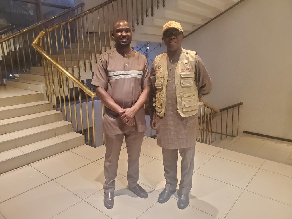 Side talks btwn @nqobileqmoyo1 & @AUC_PAPS Commissioner @Bankole_Adeoye on @_AfricanUnion #CEWS, #YPS NAP, #ClimateSecurity , #conflict #prevention , #peacebuilding  #EarlyWarning & #EarlyResponse in @SADC_News Region @itsorit  #ZimElection2023