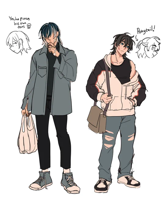 Two unrelated guys i drew on the same canvas pls don't ship them /s 