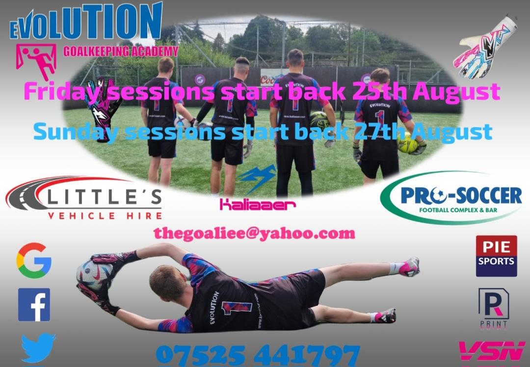 Evolution Goalkeeping Academy group sessions start back this week, if interested get in touch, open to all aged and abilities. <a href="/StCadocsSeniors/">St Cadoc's Youth Club</a> <a href="/Thorniewood/">Thorniewood United FC</a>