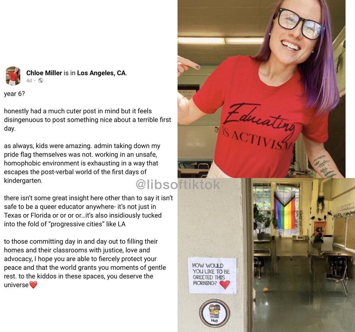 These are the people teaching your kids: California teacher blasts school as “homophobic” for allegedly making her remove a progress pride flag from her classroom. Her profile photo shows her wearing a shirt that says “educating is activism” in what appears to be a classroom.…