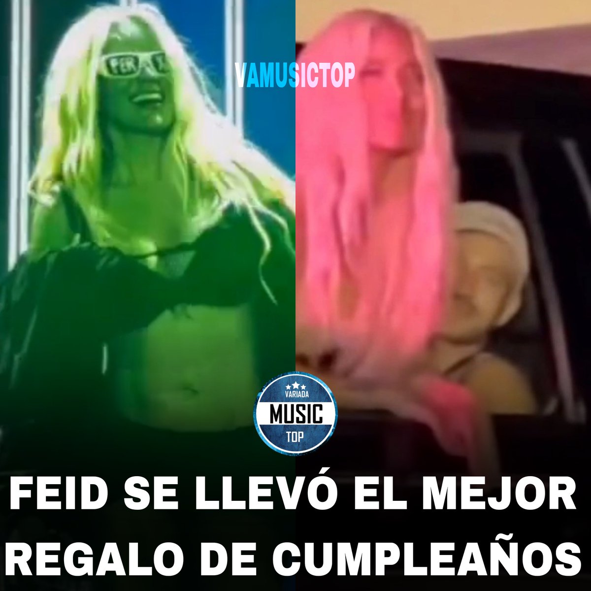 Vamusictop's tweet photo. 🚨 Feid se llevó el mejor regalo de cumpleaños 

#KarolG y #Feid saliendo juntos del show de Los Angeles. 🩷💚 https://t.co/qzJWOr2VSQ
