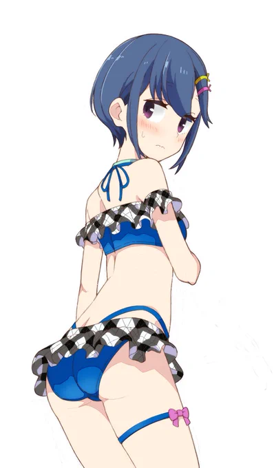 高校時代の水着ver大人志摩りんであります!おまけで前に描いた高校時代の水着verなでしこと並べてみたり #ゆるキャン 