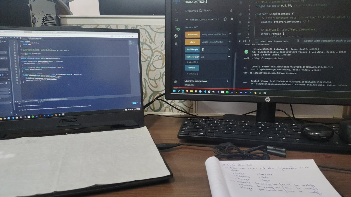 dee_rajak's tweet photo. Deployed my 1st smart contact on a testnet (actually on 2nd trial).
I faced this issue where the transaction fee was charged, and I couldn't see the deployed contract in the Remix IDE.
What could be the reason ? @PatrickAlphaC https://t.co/o9f1SOX31t