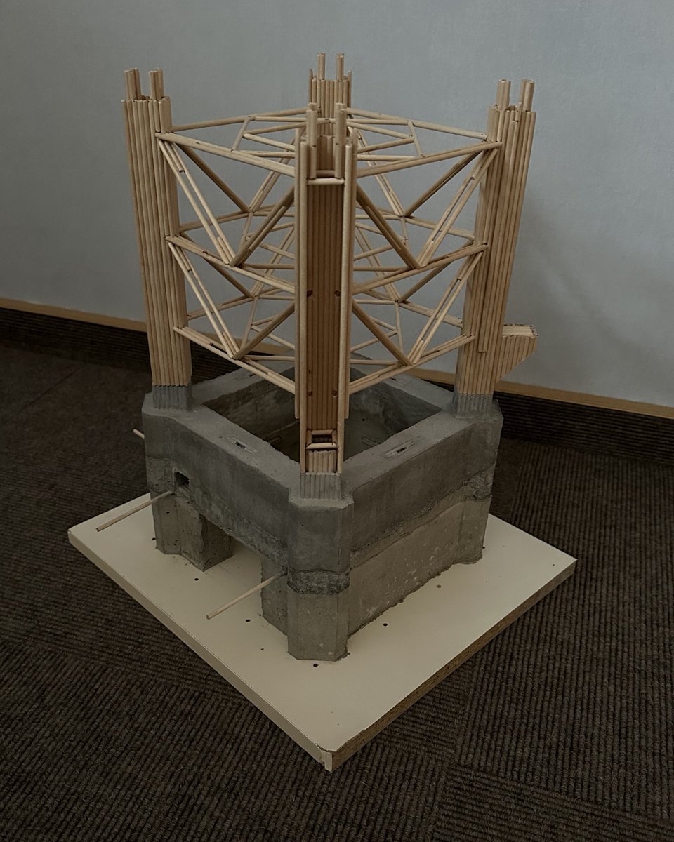 StarChopsticks's tweet photo. The base foundation is poured out of hobby concrete. It is around 4 kg in weight. I have built a shuttering and the inner skeleton is of course out of chopsticks #Mechazilla #Starship @SpaceX https://t.co/nCQrhDcQmn