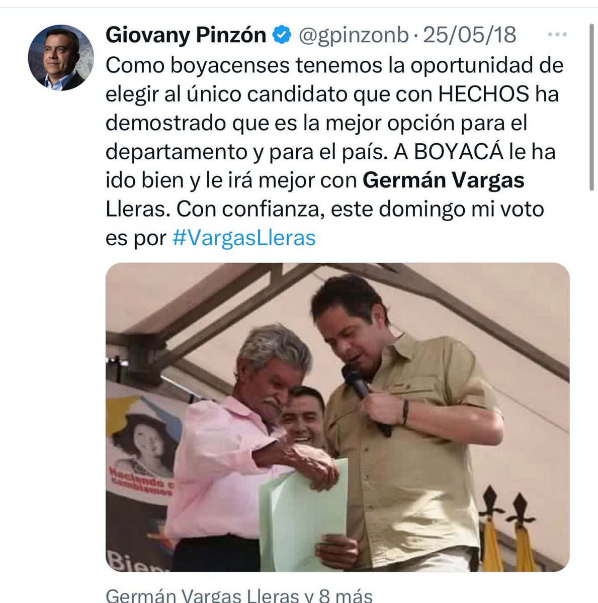 boyaca_denuncia's tweet photo. @gpinzonb @German_Vargas Es decir @gpinzonb, cuando ud lo apoya es bueno pero como no lo apoyo para la gobernación a ud ahora si es malo?. Es triste ver q ud solo busca su bien propio y su beneficio nada más. Ud se está alegrando que se cayó el Puente. Que tristeza de político @gpinzonb acomodado https://t.co/o9iGDLYBbt