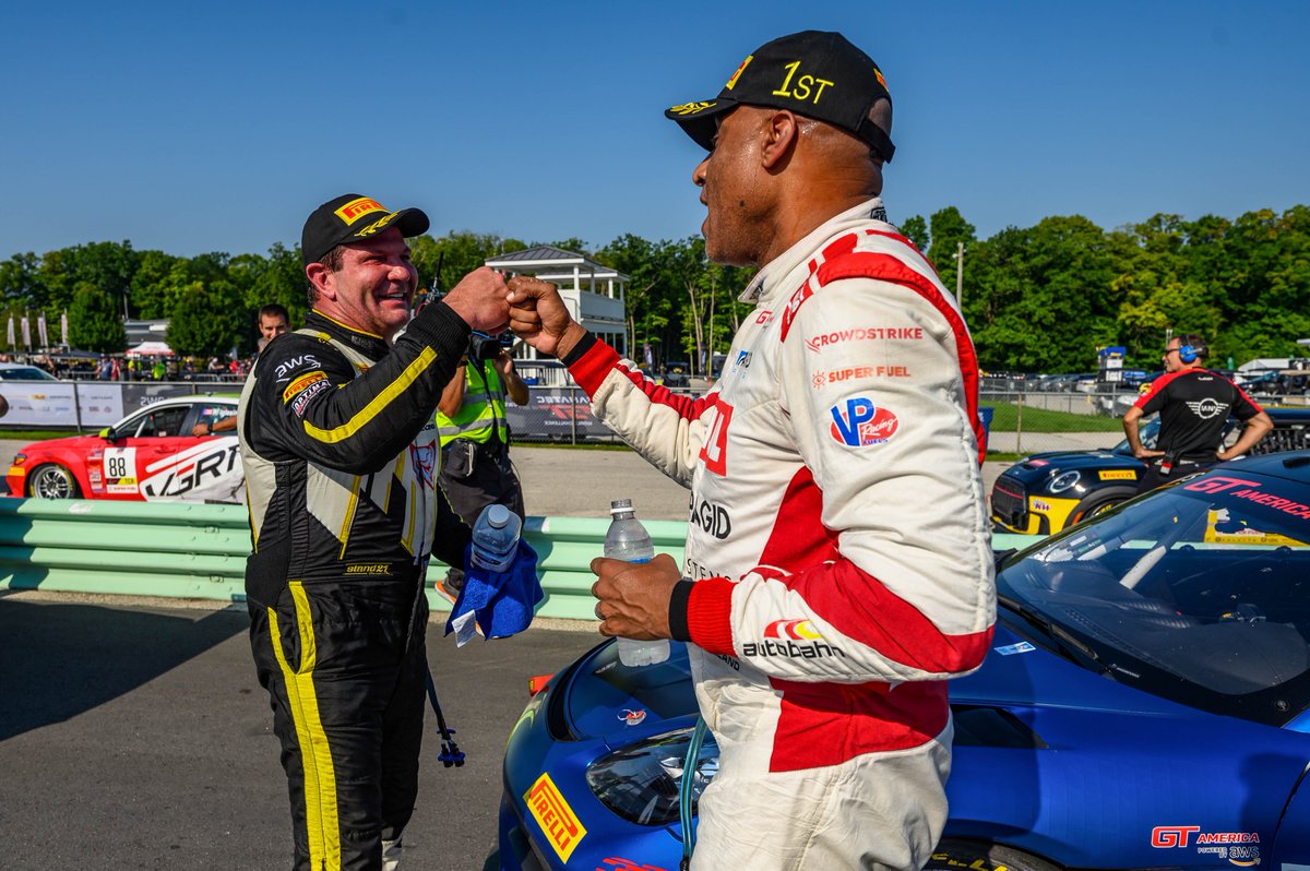 After being taken out in yesterday's @gt_america_ race, @robbholland3 thought he was headed home. Great work overnight by his team put him back on track and back into victory lane at @roadamerica. - #GTAmerica | #GTRoadAmerica