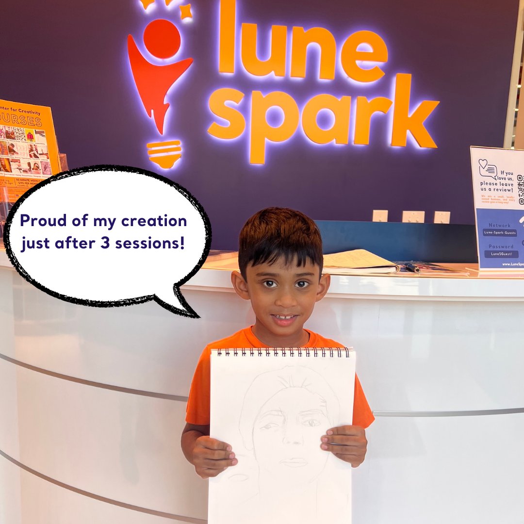 Shaurya, a remarkably skilled young artist, takes great pride in presenting his creation after only three sessions in his drawing class with Mr. Juan!
.
.
.
#lunespark #artclasses #musicclasses #dramaclasses #summercamp #trackoutcamps #arteducation #apex #cary  #apexnc