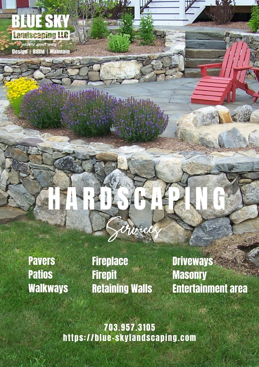 Looking to enhance your outdoor living area?  Our pavers walkways and patios services can create a stunning space that is perfect for entertaining or simply relaxing with family and friends.  

☎️703.957.3105
🌐blue-skylandscaping.com/hardscapes-wal… 

#hardscaping  #pavers #patios #walkways