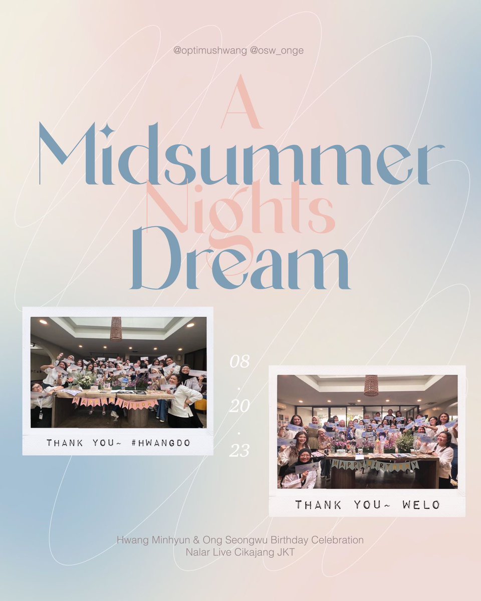 jjhproevent's tweet image. 𝐄𝐯𝐞𝐫𝐲 𝐬𝐮𝐦𝐦𝐞𝐫 𝐡𝐚𝐬 𝐚 𝐬𝐭𝐨𝐫𝐲, 𝐦𝐚𝐤𝐞 𝐭𝐡𝐢𝐬 𝐨𝐧𝐞 𝐮𝐧𝐟𝐨𝐫𝐠𝐞𝐭𝐚𝐛𝐥𝐞✨

Hwangdos 🍑 &amp;amp; Welos🪻who came to our event today, thank you so much. Hope you enjoy it as much as we do! 

Let’s continue to support our summer boys! 🧡💙

#AMidsummerNightsDreamJKT