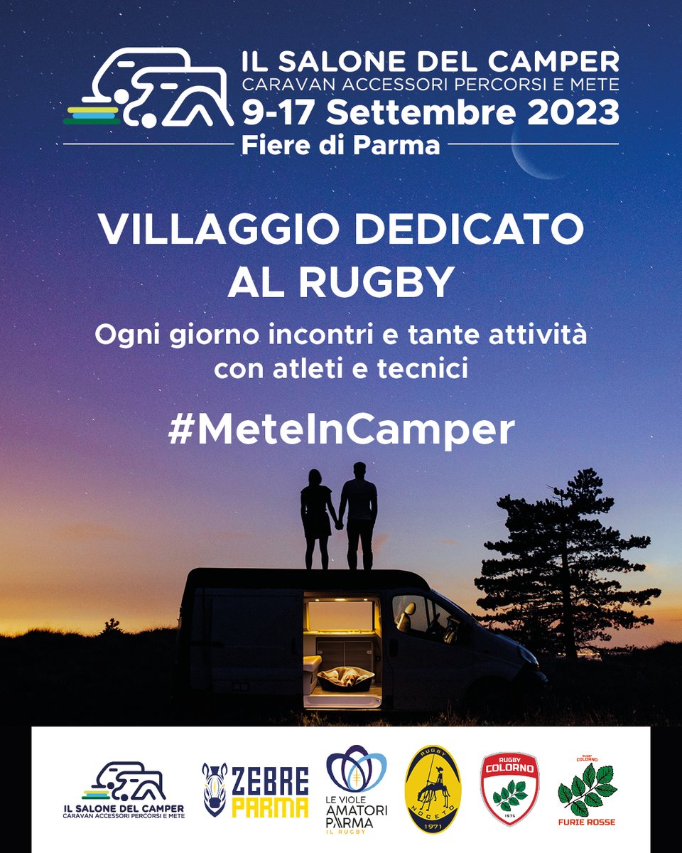 ZebreParma's tweet photo. 🏉⛺️ #ZebreParma protagoniste al @SaloneCamper 2023
📆 9/17 settembre
📌 Fiere di Parma
Ogni giorno un villaggio dedicato al #rugby, interventi di atleti & dirigenti e tante attività!
Biglietti in vendita su @MailTicketIT 🎟️ https://t.co/WvawJEeNVA
#WeAreZebre #MeteInCamper https://t.co/A21txCtLf2