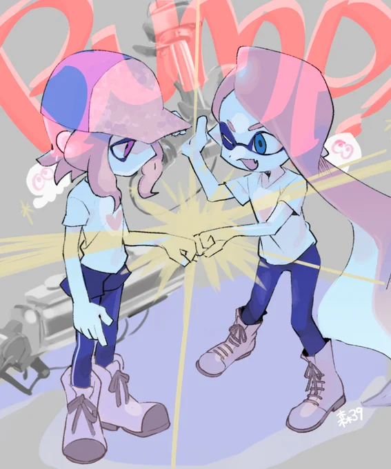 友達と初ゲソバンプできたので記念描き陰ちゃんと陽ちゃんのコンビ良き 