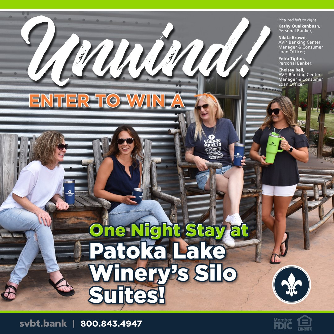 SpringsValleyBT's tweet image. #Unwind 🍷
Need to get away? Stop by your local Springs Valley Banking Center and ask how to enter to win a one-night stay at the Patoka Lake Winery Silo Suites!  #PatokaLakeWinery #eZChecking #Giveaway #SVBT

Full Details Here ➡️  svbt.bank/Checking.aspx