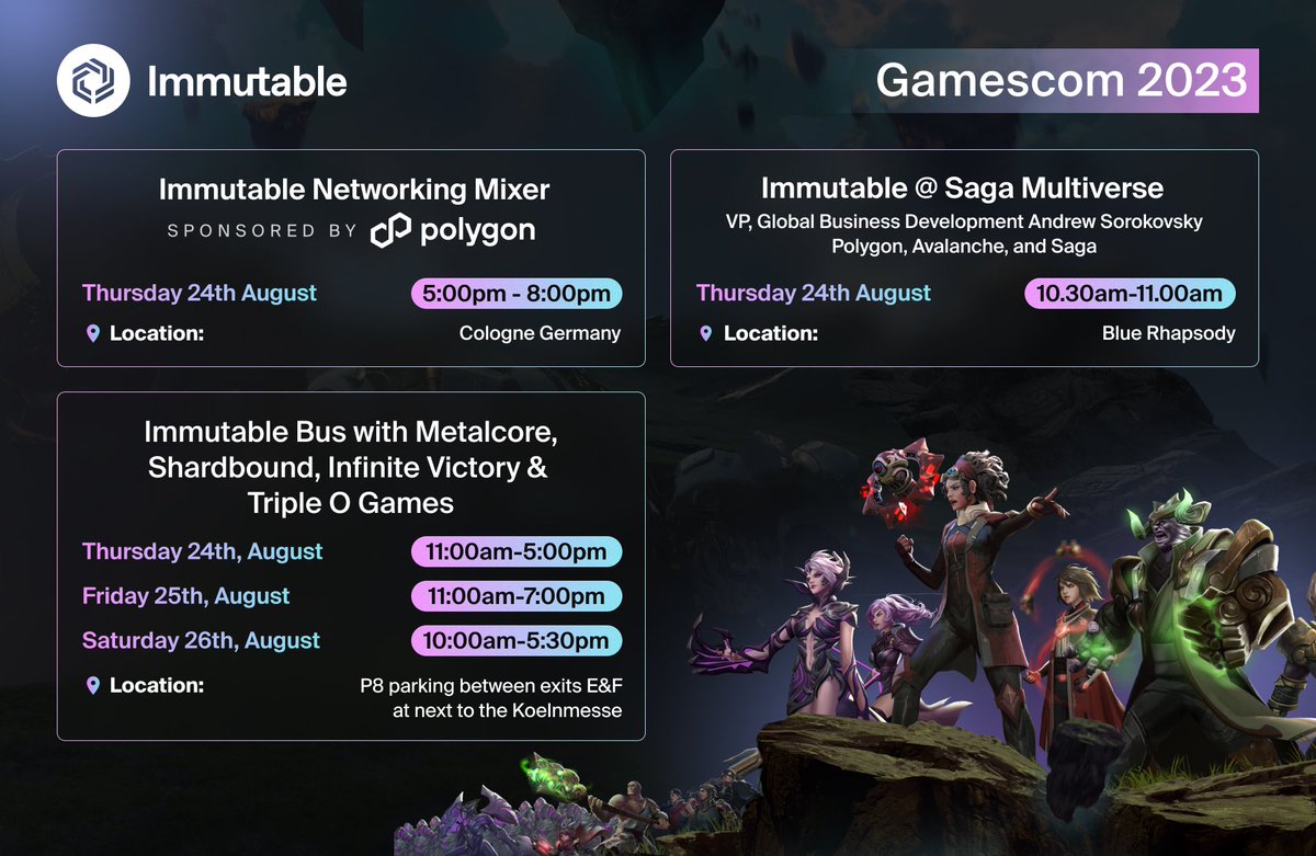 Immutable's tweet photo. Immutable will see you in Cologne for #gamescom2023 https://t.co/jRUtZT5Zie