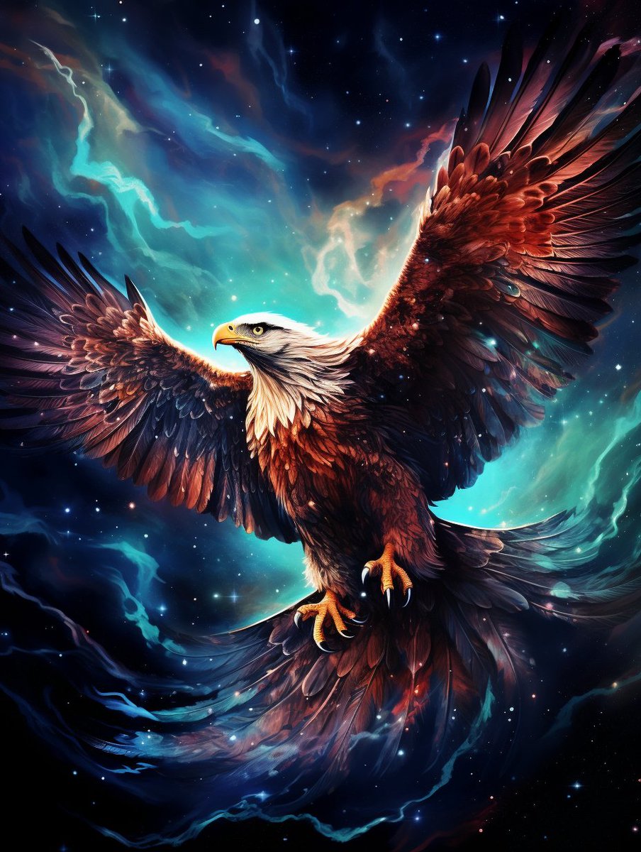 VAFacts_VN's tweet photo. Eagle Is Portrayed In A Galaxy Style
Help me get 10,000 followers.😊
#Midjourney #Art
#EagleInGalaxy #CosmicBird #ArtisticFusion https://t.co/RDxlrIbUiH