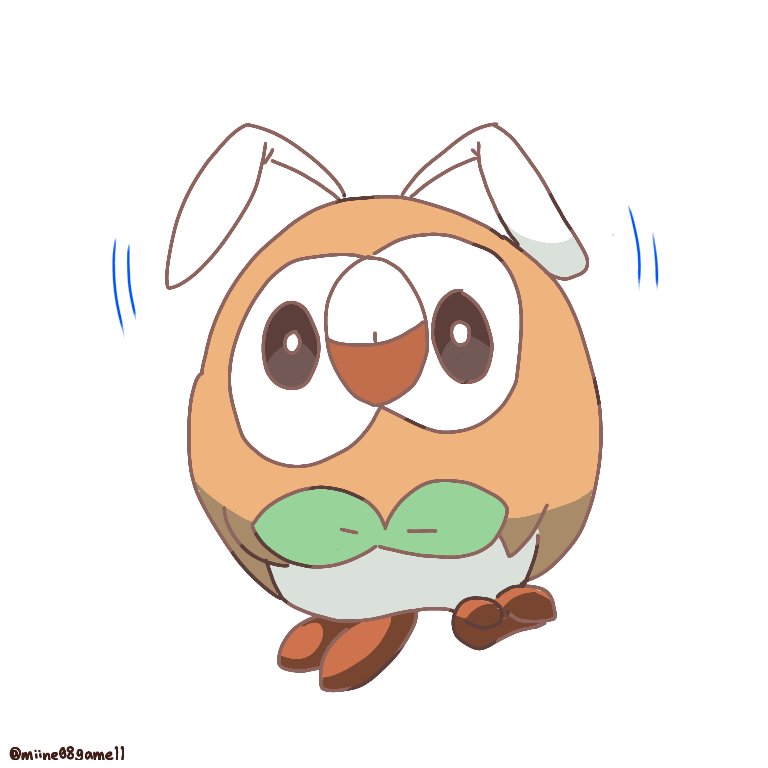rowlet pokemon (creature) no humans white background solo simple background owl full body  illustration images