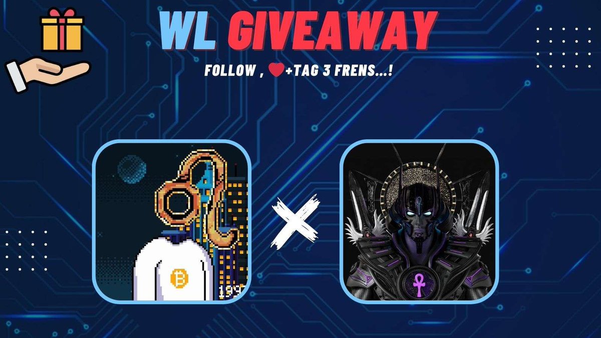 📢 MetaZods 𝕏  Warriors of Ankh 📢

🏆 Prize:
🎟️ 15x WL from MetaZods
🎟️ 20x WL from WOA

To Enter:
1️⃣Follow <a href="/metazodsbitcoin/">METAZODS</a> &amp; <a href="/WarriorsOfAnkh/">Warriors Of Ankh</a>
2️⃣RT &amp; ❤️
3️⃣Tag 3 frens!
                  
⏰48hrs
#NFT #Whitelist #btc #Venom #giveaway #SOL #metazods #bitcoin #eth #WLGiveaway