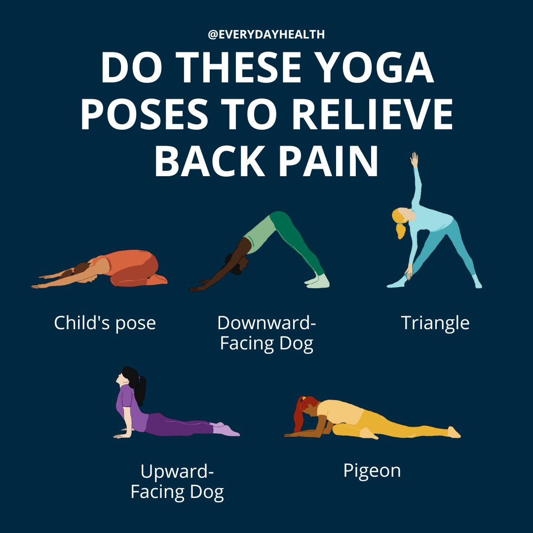 EverydayHealth's tweet photo. Whether you have chronic #backpain or just want to stretch and strengthen your back, here are seven beginner #yoga poses to try: https://t.co/UqC0dHu6y5 https://t.co/b7XOzVtlDh