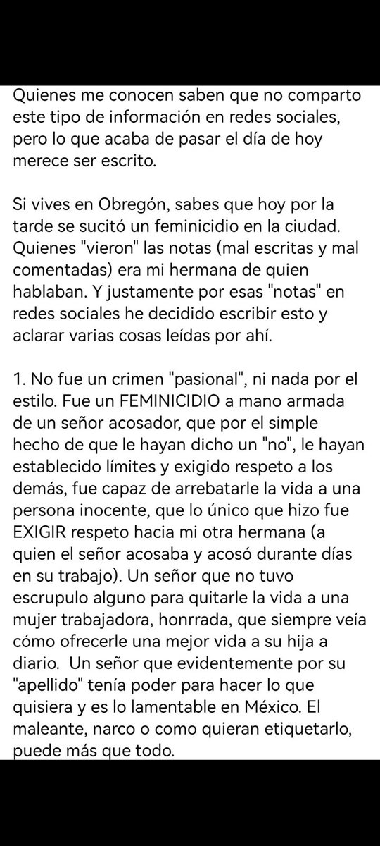 antimonumenta's tweet photo. #JusticiaParaAlma
Estas son las palabras de la hermana de Alma,  víctima de feminicidio a manos de Hilario, un asesino que sabe que se puede matar a una mujer sin consecuencias, aunque ya fue  arrestado jamás habrá Justicia suficiente, porque ella ya no podrá abrazar a su niña. https://t.co/c2T5wQLyjB