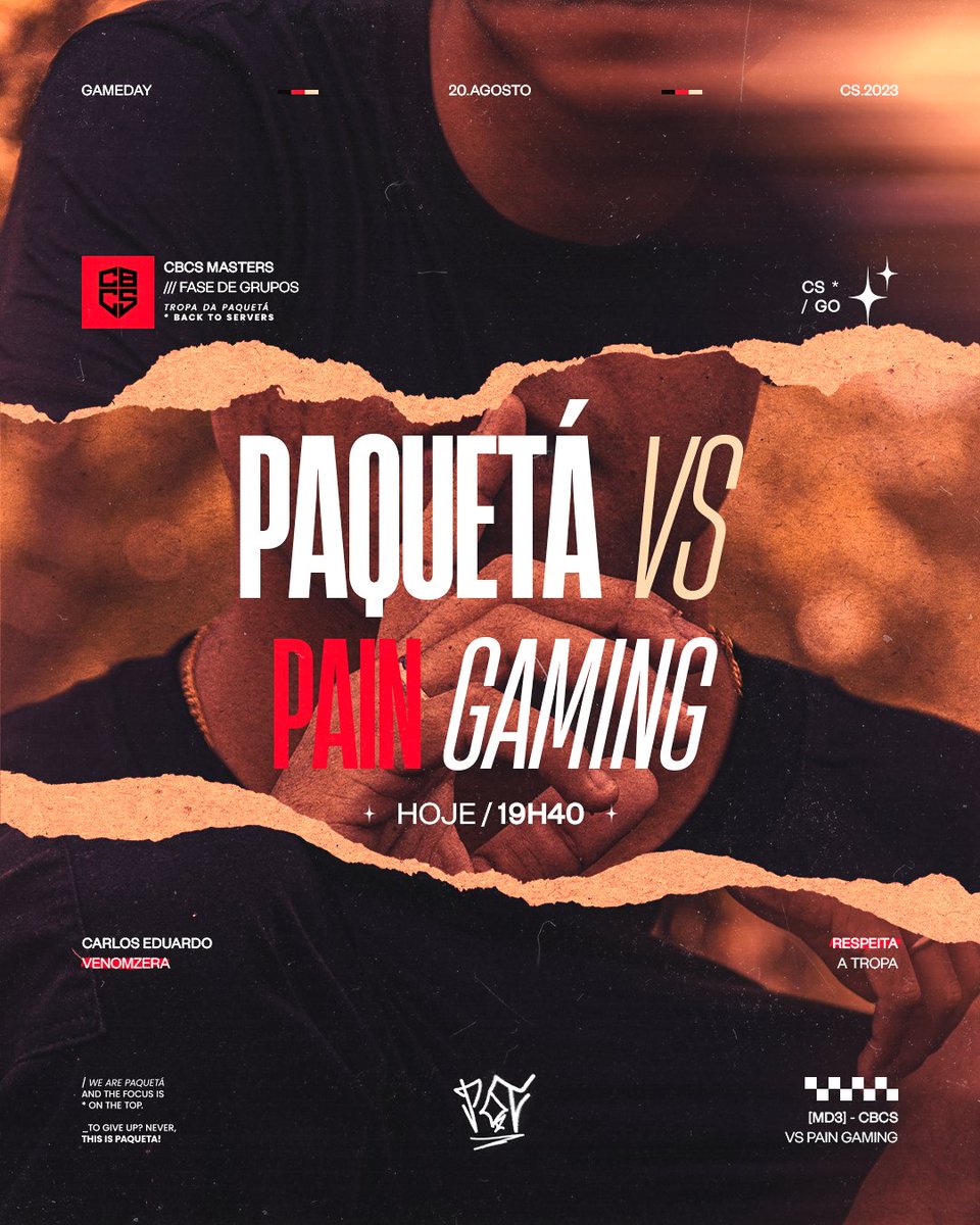 Hoje é dia de confirmar a vaga nos playoffs do <a href="/CBCS/">CBCS</a> Masters! 🔥

🆚 <a href="/paiNGamingBR/">paiN Gaming</a> 
⏰ 19h40
🔗 Twitch.tv/CBCStv

Vamos juntos! 🙌

#GoPG