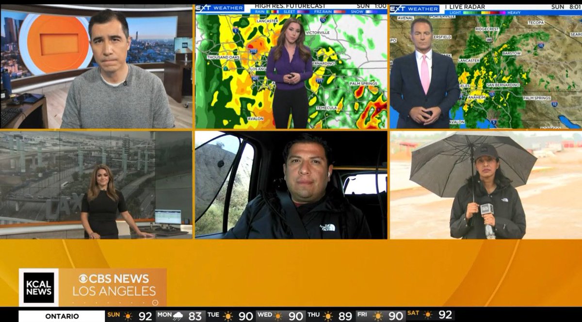 RickonKCAL's tweet photo. Tune into @kcalnews Mornings on ch9 or https://t.co/pCGpGdhhuW to see our live stream on CBS News Los Angeles. Live team coverage of #Hilary hitting SoCal https://t.co/H5Z7s63h7c