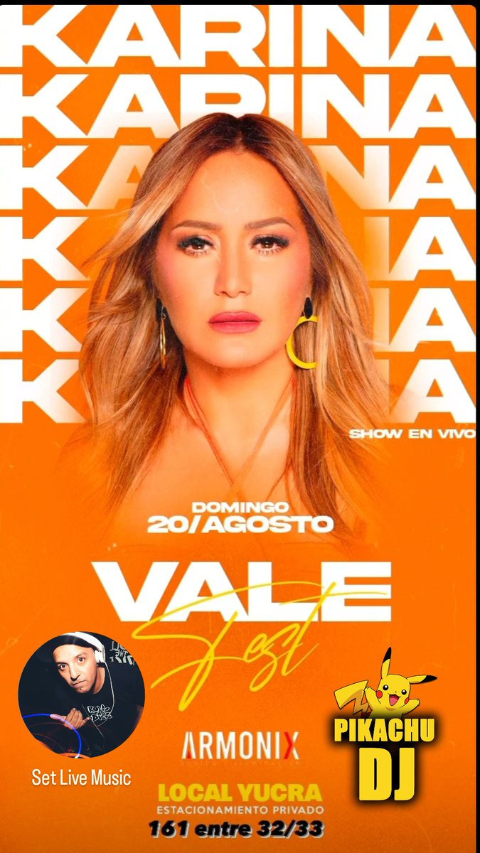 Pikachu_dj's tweet photo. Nos vemos esta noche en La plata #ValeFest show en vivo de @kari_prince La plata vuelve a brillar !! https://t.co/PVm7hnXp45