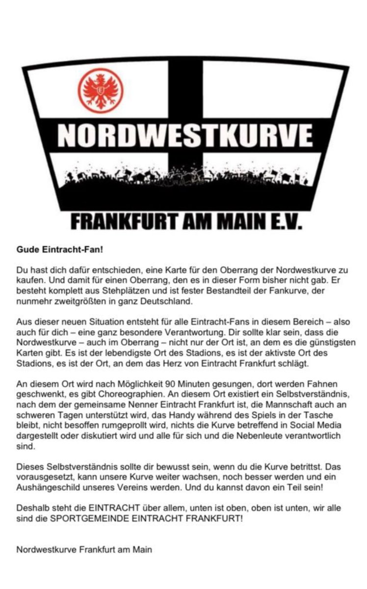 rexRomanum's tweet photo. I am an @Eintracht Frankfurt Fan! Since I'm 11 years old I am part of this community, BUT I will never obey to rules set by an official, so called, fan base!  We are diverse and don't belong to anyone! We are Frankfurt! @Eintracht @eintracht_us #eintracht_en #SGE @SFbayeagles https://t.co/notlsi56u7