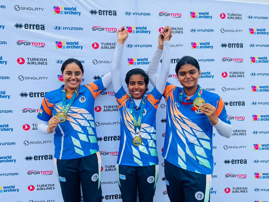 Hearty congratulations to our #IndianOil sports scholars, Aditi Swami and Parneet Kaur, who along with @VJSurekha, clinched the gold at the Archery World Cup Stage-4 in Paris! Your precision and teamwork against the formidable Mexican side was a sight to behold. This triumph is a…