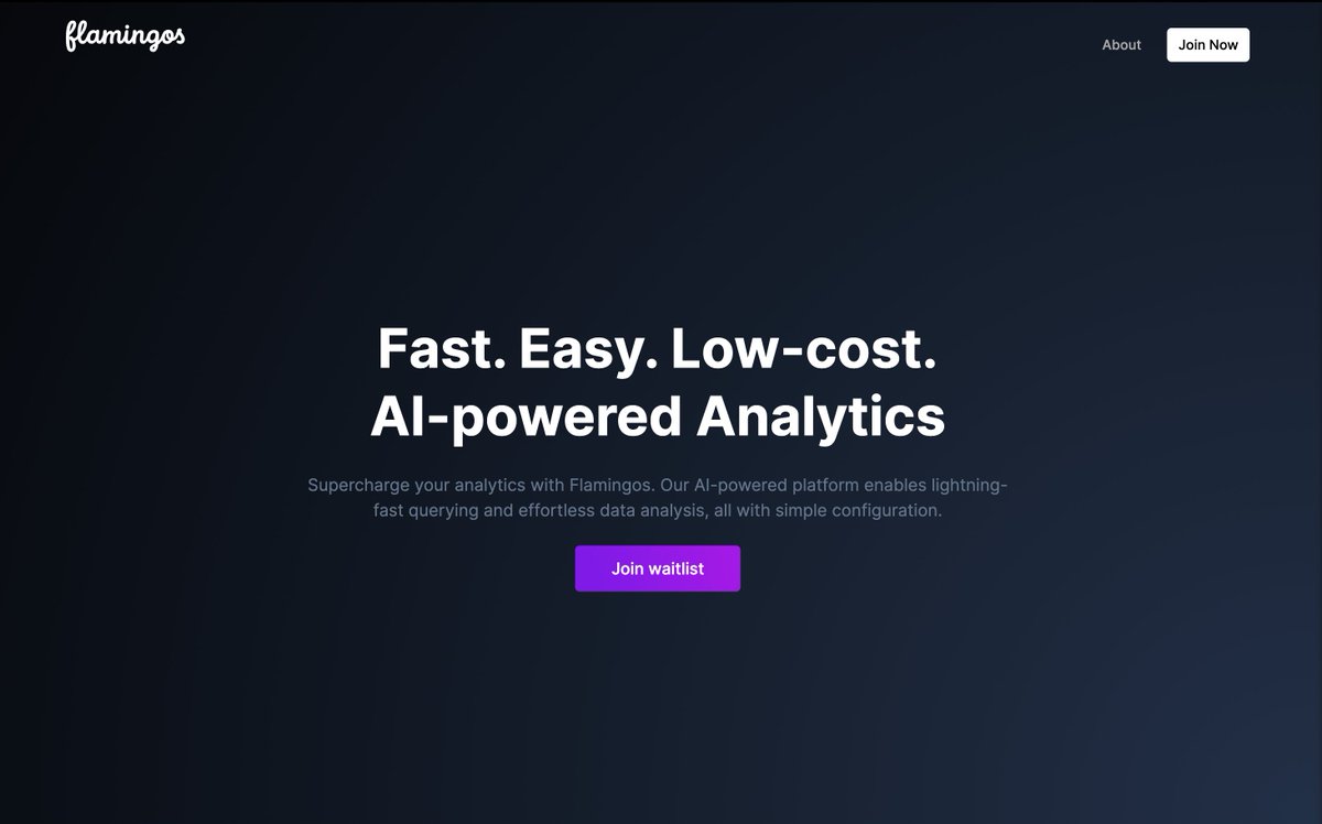 Introducing flamingos.dev  an AI-powered analytics platform that is easy to use, lightning fast &amp; low-cost.

Our goal with Flamingos is to make analytics as easy as deploying a web app.

Here's what it can do right now 👇