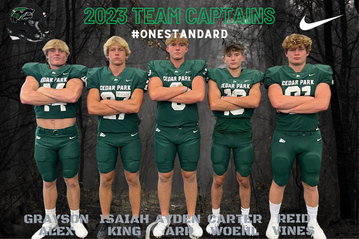 🚨NOW INTRODUCING YOUR 2023 CEDAR PARK FOOTBALL TEAM CAPTAINS!!🏈 
Congratulations to these high character and talented Student-Athletes!!🐺 #OneStandard #Attack <a href="/CoachQCPProud/">Coach Q</a> <a href="/CedarParkFB/">Cedar Park Football Booster Club</a>
