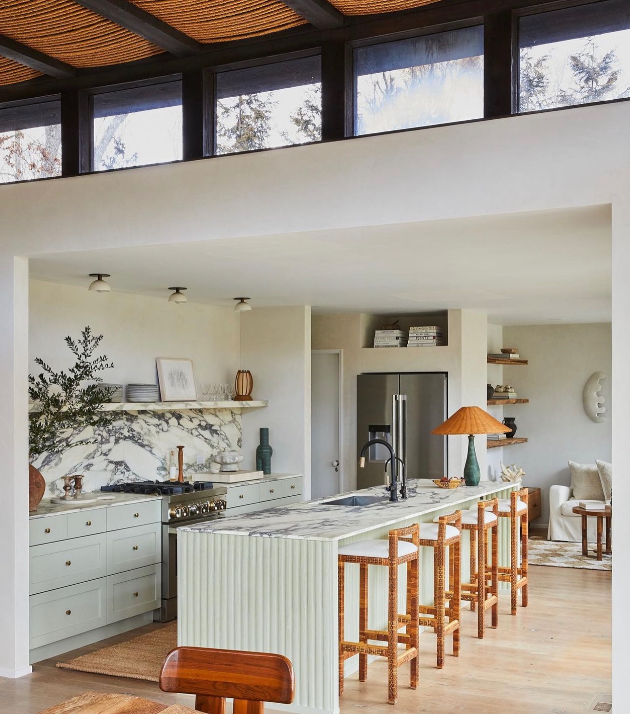 How Athena Calderone Created Her 20' Marble Floating Kitchen Shelf